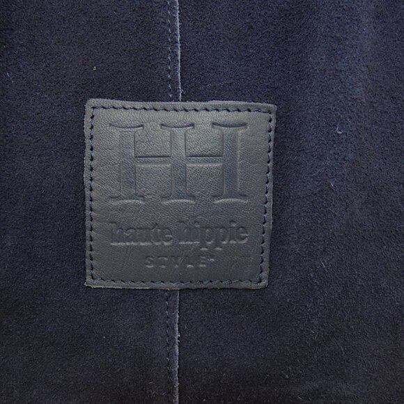 NWT Genuine Suede Haute Hippie Navy Cinched Tote & Pouch – Boho Minimalist Bag - Picture 5 of 8